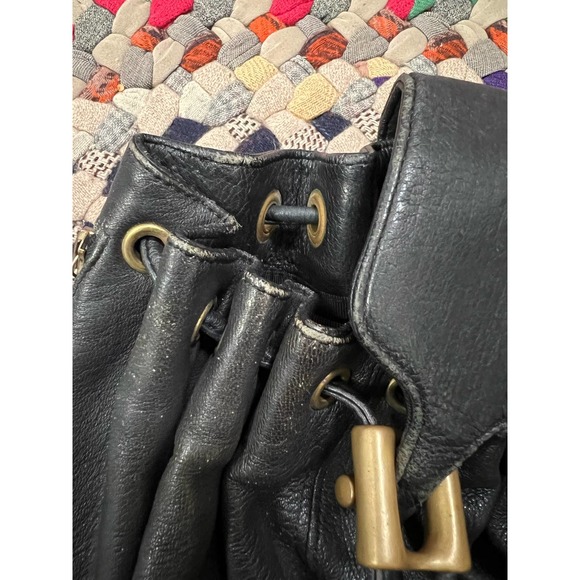 Johnny Farah Black Leather Backpack Purse - Picture 4 of 8